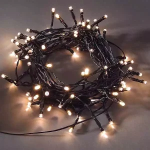 LED battery Christmas string lights with 100 warm white LEDs for indoor and outdoor use