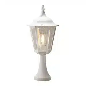 Outdoor pillar light in matt white colour made from aluminium