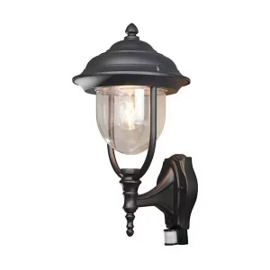 PIR Matt Black Outdoor Wall Light