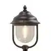 Traditional lantern style pillar light in matt black finish made from aluminium