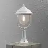 Traditional lantern style outdoor pillar light in matt white finish made from aluminium