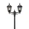 Lamp post light in matt black finish with twin head made from aluminium