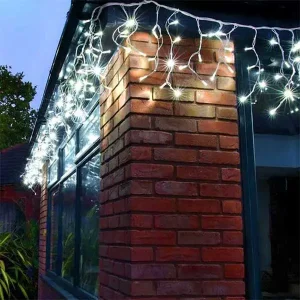 LED Icicle Lights Ice White Flash