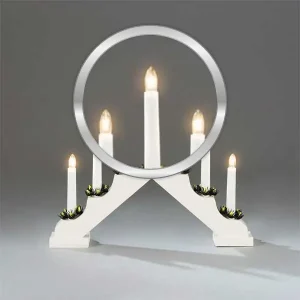 7 Lights White Wooden Candlebridge Arch Magnified