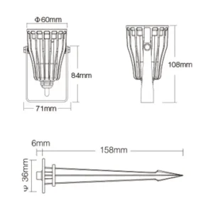 6W Colour Changing Floodlight Dimensions