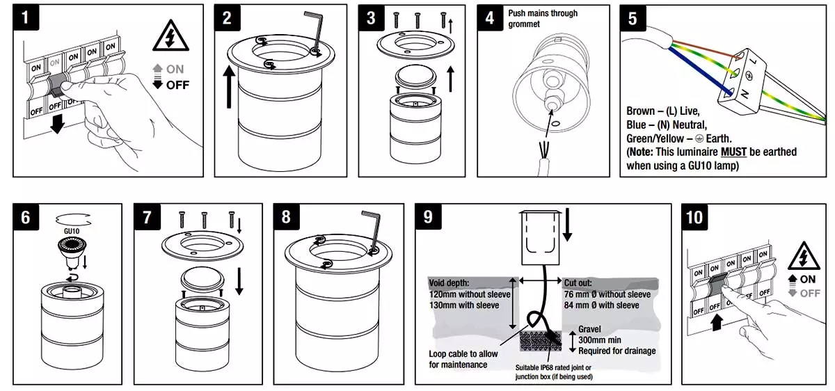 Stainless Steel Decking Light Installation Instruction