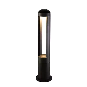 LED Round Garden Bollard Light in Black