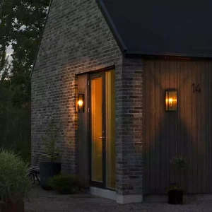 Matt Black & Brass Outdoor Wall Light