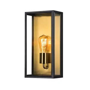 Matt Black & Brass Outdoor Wall Light