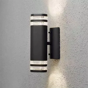 Matt Black Double Outdoor Wall Light