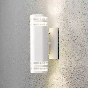 Matt White Double Outdoor Wall Light