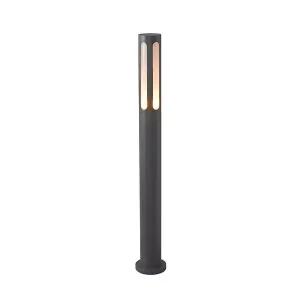 Modern graphite outdoor bollard light