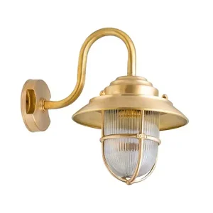 Outdoor Wall Lantern in Solid Polished Brass