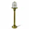 Nautical style brass bollard light with transparent glass for coastal areas