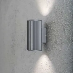 Outdoor wall light in grey colour made from aluminium