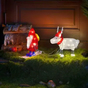 Santa With Reindeer Outdoor Christmas Decoration