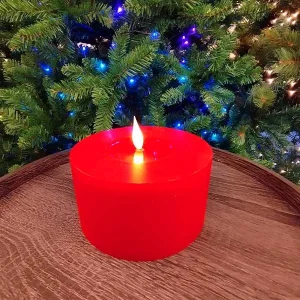 Battery Operated Red Deluxe LED Pillar Candle