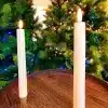 Battery operated white dinner LED candles with remote control