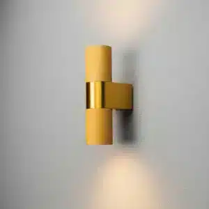 Up & down gold outdoor wall light for garden, porch and entryway