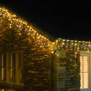 LED Icicle Lights Warm White With Ice White Flash