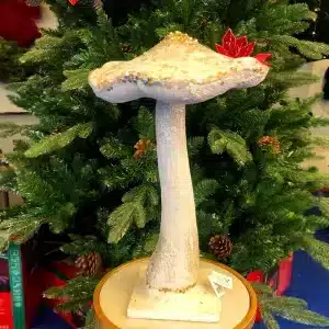 Champagne Mushroom With Glitter Christmas Tabletop Decoration