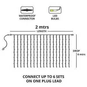 LED Curtain Lights 6M Warm White With Ice White Flash Measurements