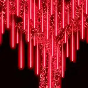 Set of 10 low voltage icicle snow tube lights 80cm tall with red LEDs