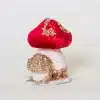 Small Red and Gold Mushroom Christmas Tabletop Decoration