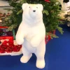 Standing White Bear With Gold Sparkles Christmas Decoration