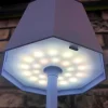 Touch control rechargeable table lamp in blue colour for indoor and outdoor use