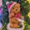 Christmas Teddy Bear With Baubles Table Top Indoor Decoration