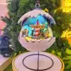 Christmas Village Scene Snowball With Carousel Table Top Decoration