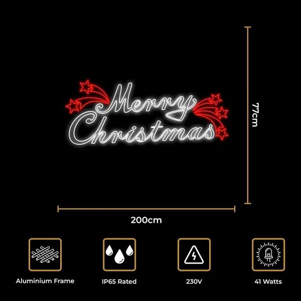 2D Merry Christmas stars decoration size and features