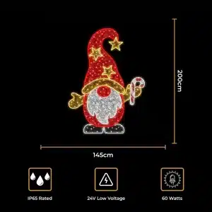 2D Santa gnome Christmas decoration size and features