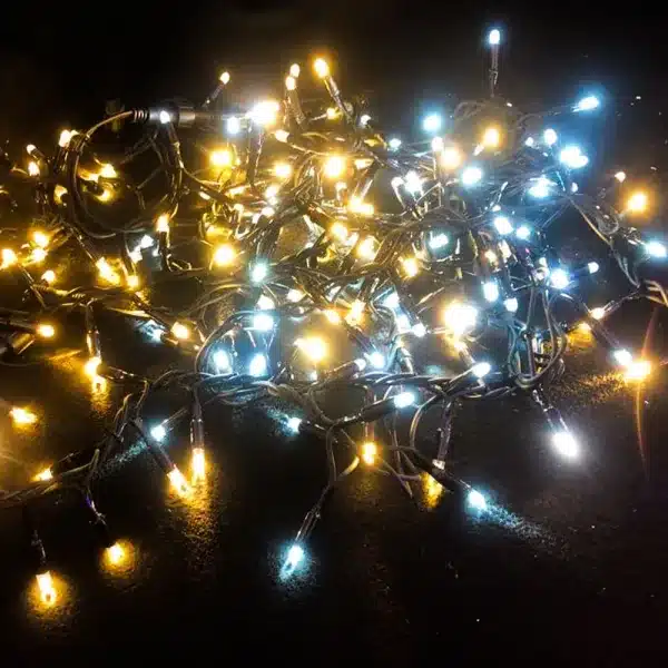 300 LED connectable cluster Christmas lights in warm white with ice white flash product