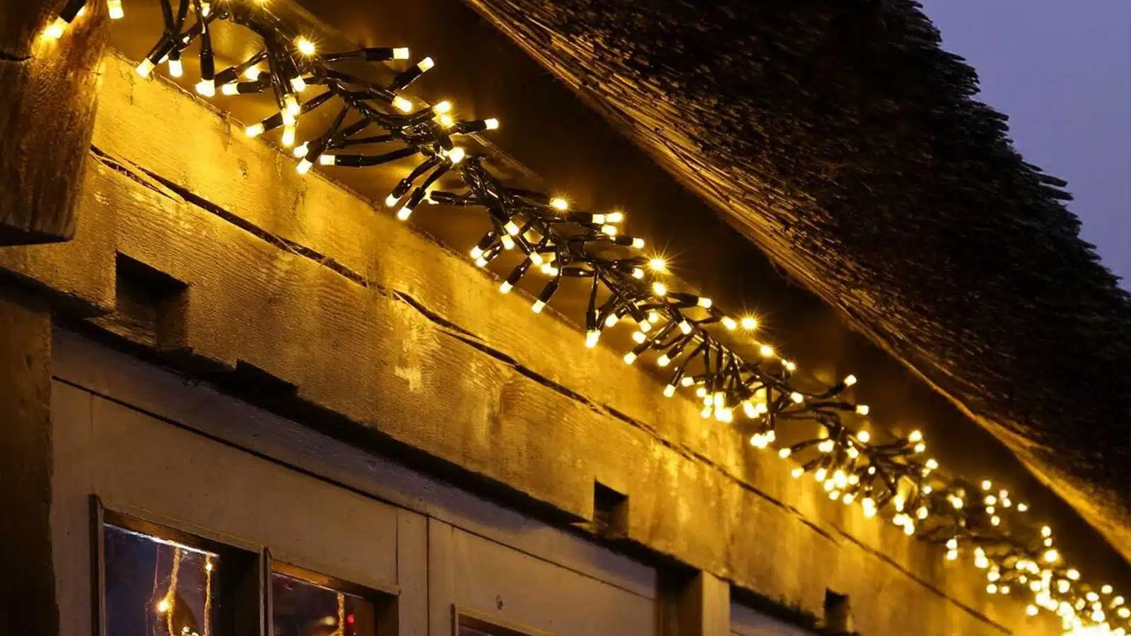 300 low voltage warm white cluster Christmas lights outside display