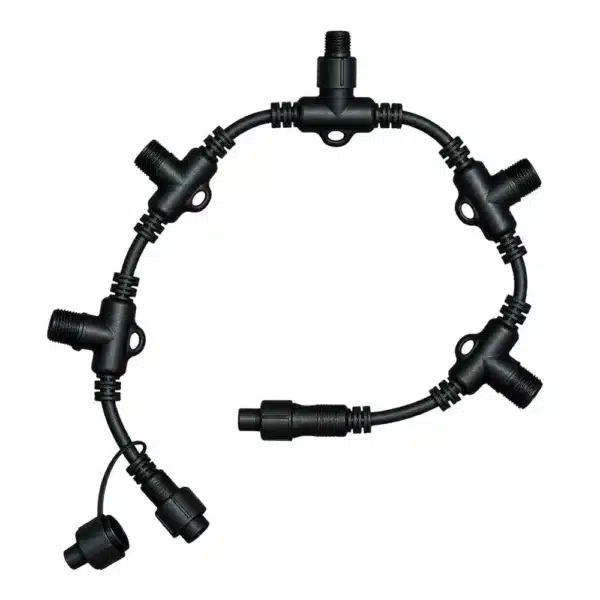 5 way splitter for mains voltage string lights in black