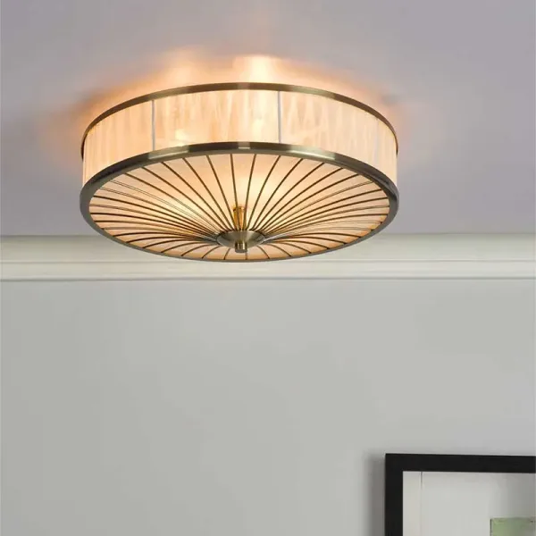 Antique Brass Flush Pendant Ceiling Light