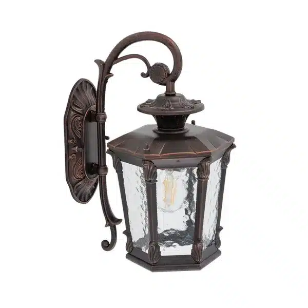 Antique outdoor wall lantern side top view