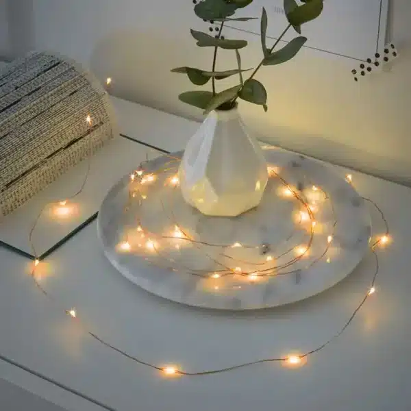 Battery powered 20 amber LED light set with timer function table decoration