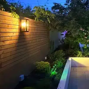 Black clear glass box design outdoor wall light in garden
