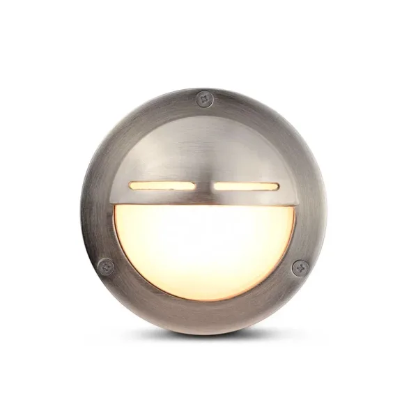 Solid Brass round outdoor wall light in nickel finish front view