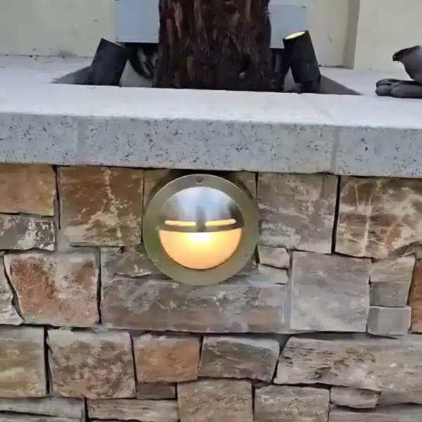 Solid Brass round outdoor wall light in nickel finish installation