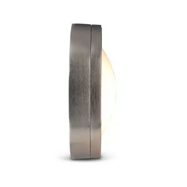 Brass nickel plated outdoor wall light side lit view