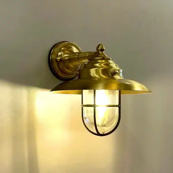 Brass oval cage outdoor wall light front product image