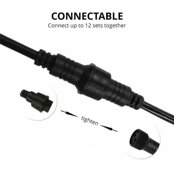 Connectable low voltage ice white with flash LED string lights connectable pro system