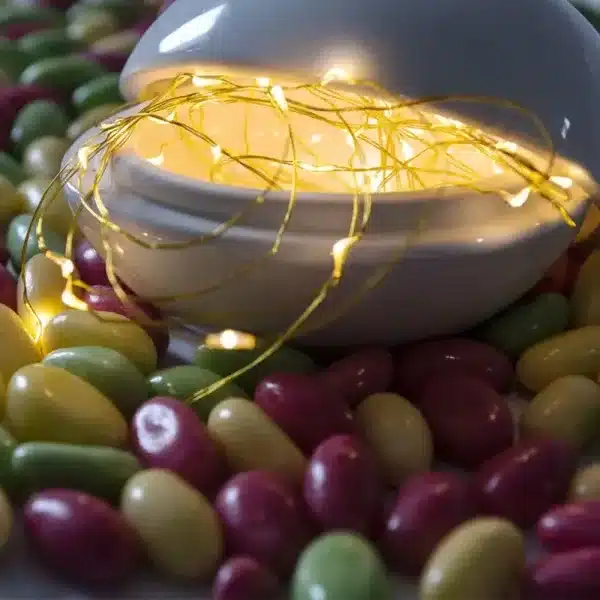 Decorative battery powered 20 amber LED light set with timer function for indoor use