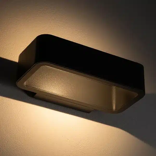 Graphite LED outdoor wall light warm white close up