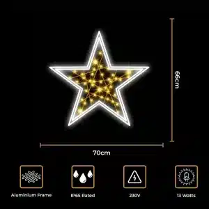 LED Christmas star 2D decoration size and features