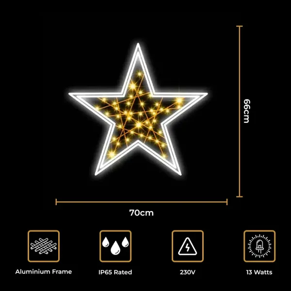 LED Christmas star 2D decoration size and features